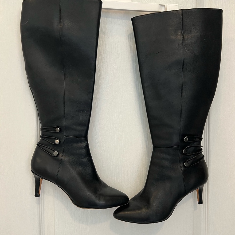 ANTONIO MELANI Black Leather Heeled Boots